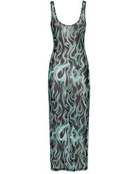 Philipp Plein - Kleedjes ,Veelkleurig ,Polyester Tulle Tank Top Lange Jurk Flame - Lyst