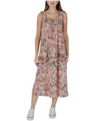 B.Young - Kleedjes ,Veelkleurig ,Katoen Roze Bedrukte Zomerjurk Met Bandjes - Lyst