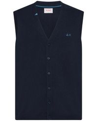 Sun 68 - Cotton Knit V-Neck Gilet - Lyst