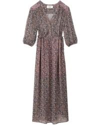 Ba&sh - Kleedjes ,Blauw ,Tunisian V-Neck Midi Jurk - Lyst