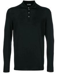 Drumohr - Tops ,Zwart ,Zwart Merino Polo Shirt - Lyst