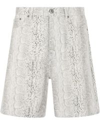 Roberto Cavalli - Denim Shorts Met Slangenprint - Lyst