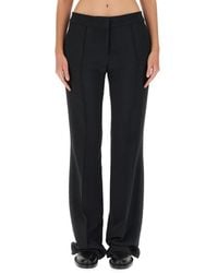 Jil Sander - Broeken ,Zwart ,Leer Wijd Uitlopende, Getailleerde Broek - Lyst
