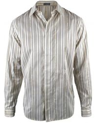 Dior - Camicia bianca con righe grigie e dorate e logo ricamato - Lyst
