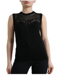Dolce & Gabbana - Zwarte Tanktop Met Kant - Lyst