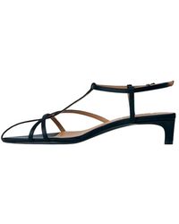 Jil Sander - Schoenen ,Zwart ,Leer Leren Sandalen Met Kooi-Design - Lyst