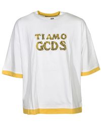 Gcds - Tops ,Wit ,Katoen T-Shirt Met Korte Mouwen En Logo-Letters - Lyst