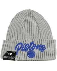 KTZ - Accessoires ,Grijs ,Leer Draft Knit Beanie - Lyst