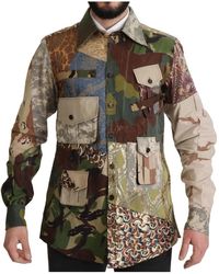 Dolce & Gabbana - Patchwork hemd mit knöpfen - Lyst