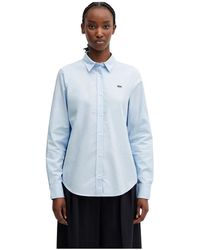 Lacoste - Overhemden ,Blauw ,Katoen Oxford Shirt - Lyst