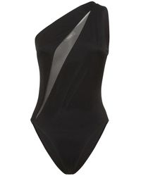 Versace - Badmode ,Zwart ,Leer Slashed One-Piece Badpak - Lyst
