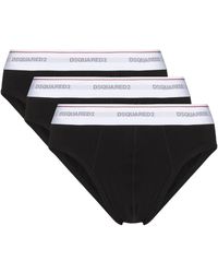 DSquared² - Ondergoed ,Zwart ,Katoen Logo Band Set Van 3 Slips - Lyst