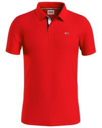 Tommy Hilfiger - Tops ,Rood ,Katoen Rode Katoenen Logo Front Bio Polo - Lyst