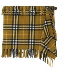 Burberry - Check Wool Cashmere Scarf Skirt Gonne Verde-Donna - Lyst