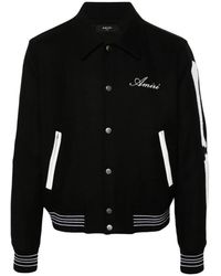 Amiri - Jassen ,Zwart ,Wol Luxe Zwart & Wit Wollen Jas - Lyst