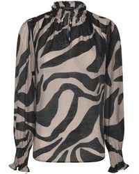Bruuns Bazaar - Bluse Mit Zebra-Print Und Schlüssellochöffnung - Lyst