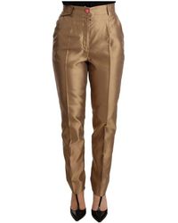 Dolce & Gabbana - Modieuze Slim-Fit Gouden Broek Jeans - Lyst