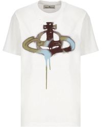 Vivienne Westwood - Weiße spray orb print t-shirt für frauen - Lyst