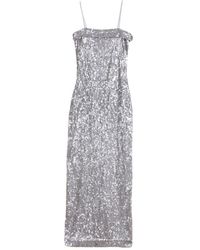 byTiMo - Kleedjes ,Grijs ,Sprankelende Sequins Strap Jurk - Lyst