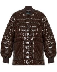 Moose Knuckles - Jassen ,Bruin ,Leer Gewatteerd Jas Met Zakken - Lyst
