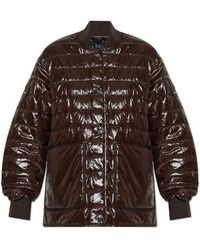 Moose Knuckles - Jassen ,Bruin ,Leer Gewatteerd Jas Met Zakken - Lyst