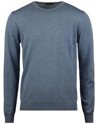 Stenströms - Truien & Vesten ,Blauw ,Wol Blauwe Merino Wol Crew Neck Sweater - Lyst