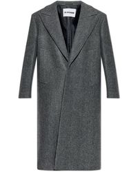 Jil Sander - Jassen ,Grijs ,Wol Wollen Jas - Lyst