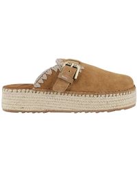 Mou - Jute Clog Wildleder Plateau Sandale - Lyst
