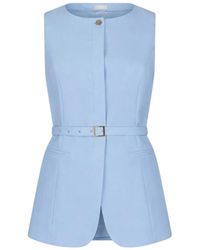Liu Jo - Jassen ,Blauw ,Katoen Gilet Met Ceintuur - Lyst