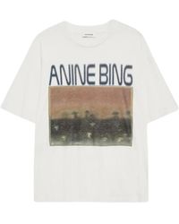 Anine Bing - Tops ,Veelkleurig ,Katoen Mushrooms Print Ronde Hals Tee - Lyst