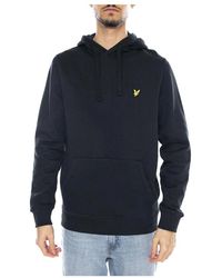 Lyle & Scott - Hoodies & Sweatvesten ,Blauw ,Katoen Brushback Fleece Hoodie - Lyst