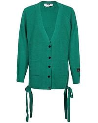 MSGM - Truien & Vesten ,Groen ,Wol Geribbelde Wolmix Cardigan Met Kasjmier - Lyst