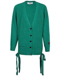MSGM - Truien & Vesten ,Groen ,Wol Geribbelde Wolmix Cardigan Met Kasjmier - Lyst