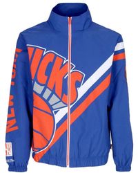 Mitchell & Ness - Fitness ,Blauw ,Polyester Nba Exploded Logo Windbreaker Jas - Lyst