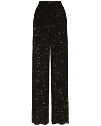 Dolce & Gabbana - Pantalones anchos de encaje negro con flores - Lyst
