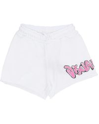 DISCLAIMER - Korte Broeken ,Wit ,Katoen Witte Logo Shorts Elastische Trekkoord - Lyst