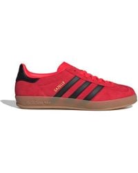 adidas Originals - Schoenen ,Rood ,Gazelle Indoor Klassieke Sneakers Rood/Zwart/Goud - Lyst