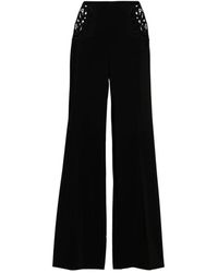 Stella McCartney - Zwarte Crêpe Broek Met Broderie Anglaise - Lyst