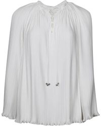 Lanvin - Plissierte bluse mit perlenverzierung - Lyst