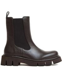 Paloma Barceló - Textured Hammered Leather Ankle Boots With Sole - Lyst