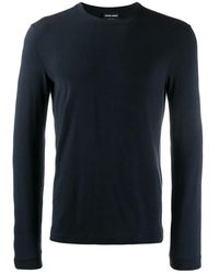 Giorgio Armani - Tops ,Blauw ,Viscose Blend Long-Sleeve T-Shirt - Lyst
