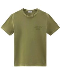 Woolrich - Logo t-shirt in gefärbtem gewebe - Lyst