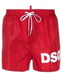 DSquared² - Boxer da mare rosso con logo dsqua - Lyst