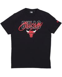 KTZ - Fitness ,Zwart ,Katoen Chicago Bulls Script Tee Zwart/Rood - Lyst