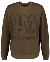 Palm Angels - Geborduurd Logo Katoenen Sweatshirt - Lyst