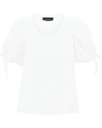 Simone Rocha - Camiseta con mangas abullonadas y lazos de satén - Lyst