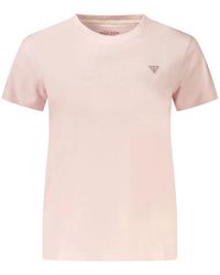 Guess - Roze Katoenen Crew Neck T-Shirt - Lyst