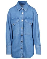 Dondup - Overhemden ,Blauw ,Katoen Camicia Over - Lyst
