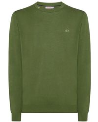 Sun 68 - T-shirt girocollo solido (verde scuro) - Lyst