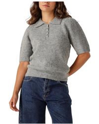 Object - Truien & Vesten ,Grijs ,Wol Grijze Gebreide Polo Sweater Voor Vrouwen - Lyst